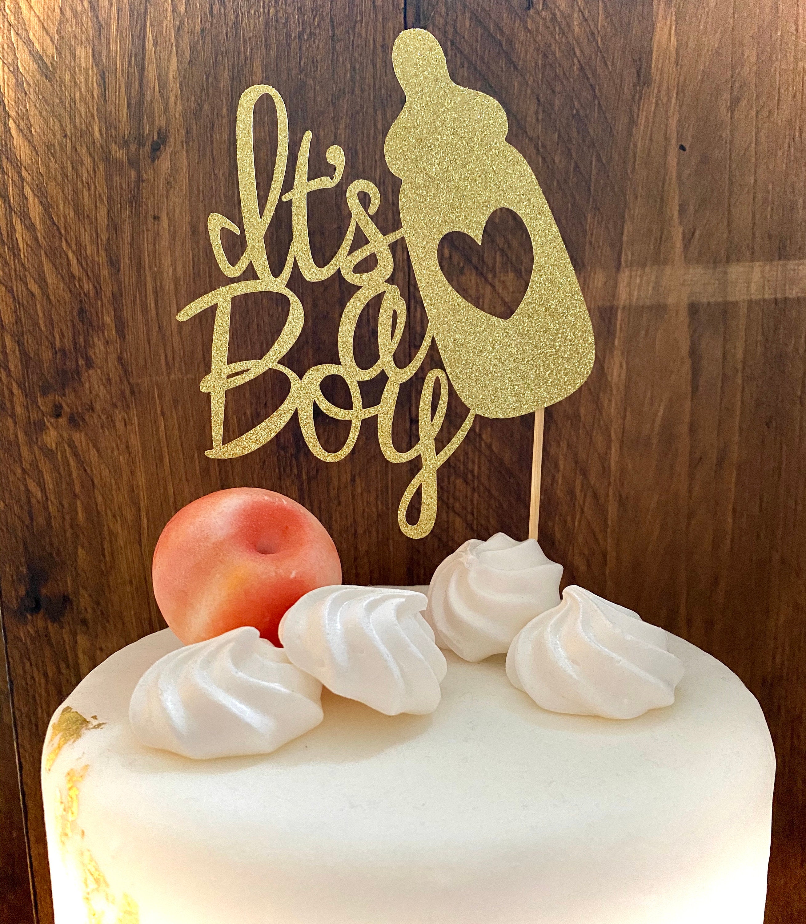 Glitter Baby Shower Cake Topper: Stork or Bottle Design