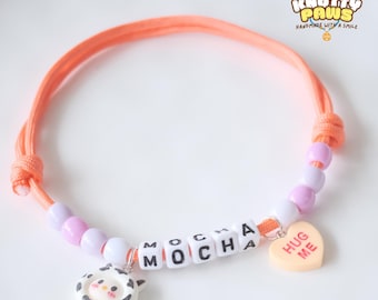 Personalisiertes verstellbares Haustierhalsband - individueller Name Paracord Hunde- und Katzenhalsband mit Perlen - handgemachtes Geschenk für Haustiere