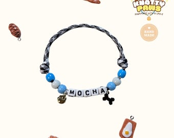 Benutzerdefinierte einstellbar Paracord Haustier-Halsband - personalisierte Perle Name | Wählen Sie Farben & Charms