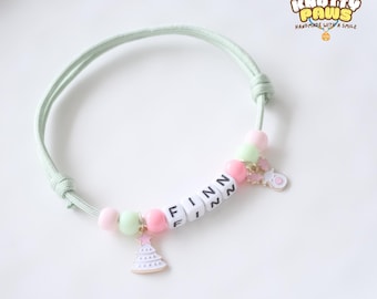 Personalisiertes verstellbares Haustierhalsband - individueller Name Paracord Hunde- und Katzenhalsband mit Perlen - handgemachtes Geschenk für Haustiere