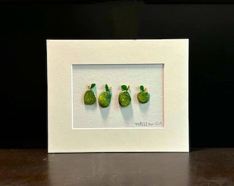 3D Art | Vibrant Pear Medley | 8x10 Matted | Housewarming Gift | The Abstract Pebble by Rhonda McMillan