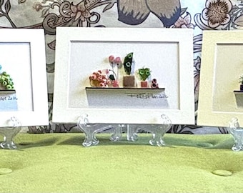 Arte con plantas y vidrio marino - (5x7 pulgadas, con paspartú y caballete incluidos)