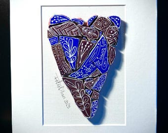 Corazón de mosaico – Morado (8x10 con paspartú)