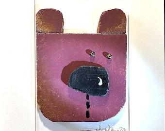 Rustic Brown Bear Art | 3D Art | Matted 8x10 | The Abstract Pebble by Rhonda McMillan
