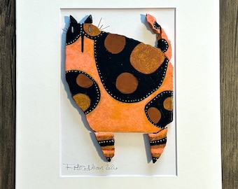 Arte 3D / El astuto y regordete gato pelirrojo / Gato peculiar / 8x10 con paspartú