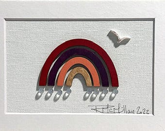 Love is Spoken Here | Mixed Media Art | 3D Pebble Sea Glass | 5x7 Matted with Easel | The Abstract Pebble by Rhonda McMillan