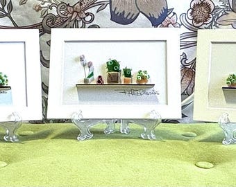 Arte con plantas y vidrio marino - (5x7 pulgadas, con paspartú y caballete incluidos)