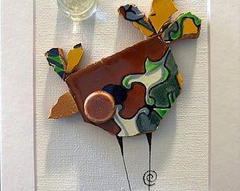 3D / Gorrión iluminado por el sol (5x7 con paspartú y soporte de caballete)