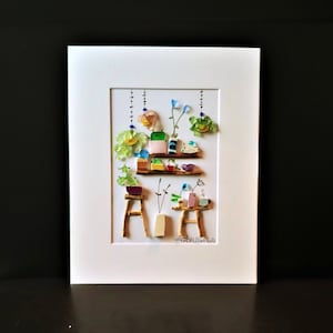 3D Art | BEST SELLER | Wall of plants | Sea Glass And Pebble Art | Greenhouse Art | Handmade Upcycled Art