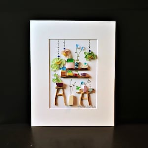 3D Art | BEST SELLER | Wall of plants | Sea Glass Art | Sea Glass Plants | Sea Glass and Pebble Art | Greenhouse | Handmade Upcycled Art