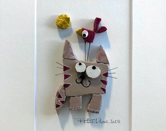 Arte 3D / Cabeza en las nubes, patas en el suelo / Peculiar / 8x10 con paspartú