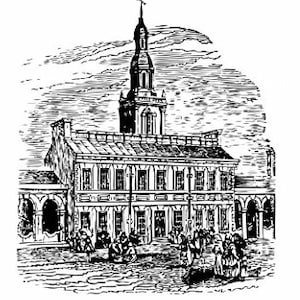 Historic Landmark Independence Hall Vector SVG - American Icon, Architectural, Colonial Heritage, Patriotic Artwork, United States History