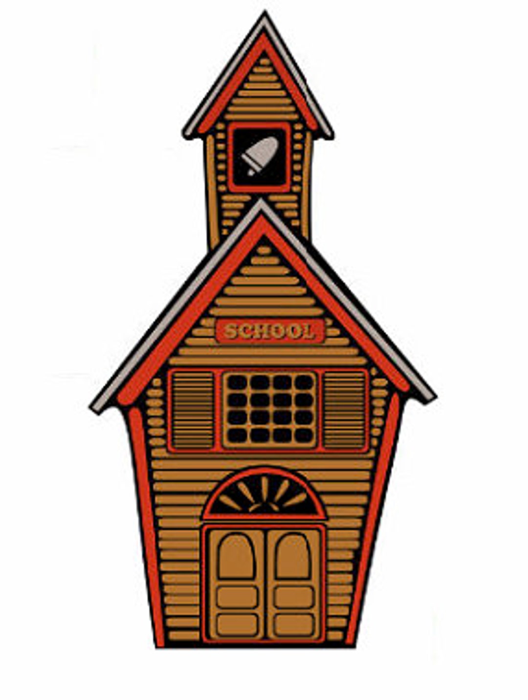 Vintage School Building Vector SVG, Retro Educational Institution