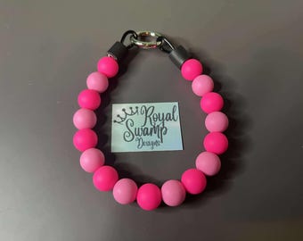 Beaded Dog Collar, Bubble Gum Pink Pet Necklace