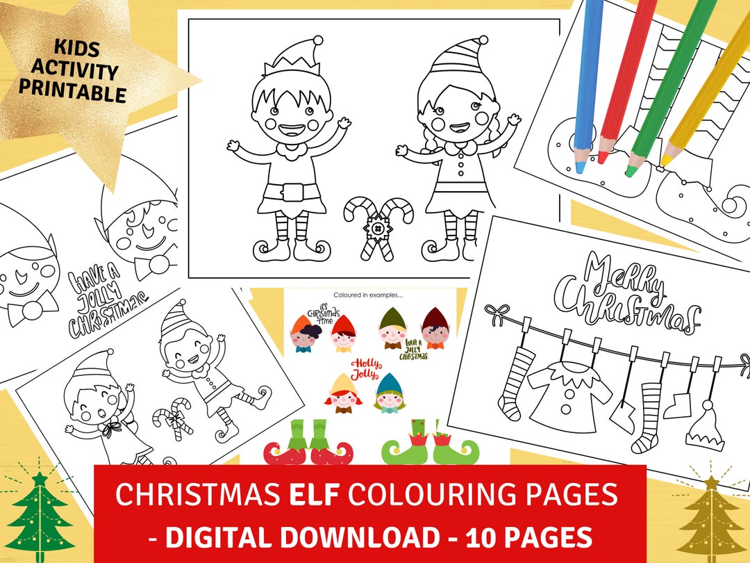 Christmas Elf Colouring Pages Printable  Kids Activity