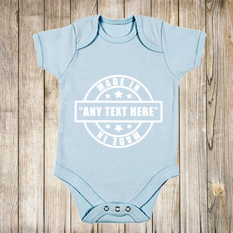 Personalised Baby Grow Made in any text here Baby grow Etsy
