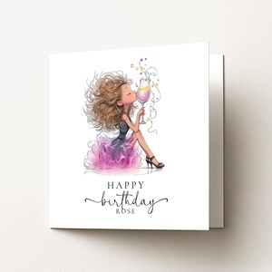 Personalised Birthday Card for Her, Glam Birthday Girl Card, Stylish Cocktail Birthday Card immagine 7