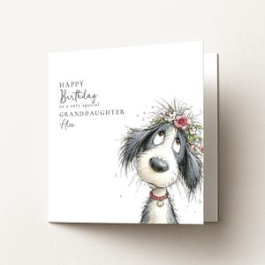 Granddaughter Birthday Card, Cute Dog Birthday Card, Personalised Granddaughter Card, Floral Dog Birthday Card, Printed Birthday Card image 6
