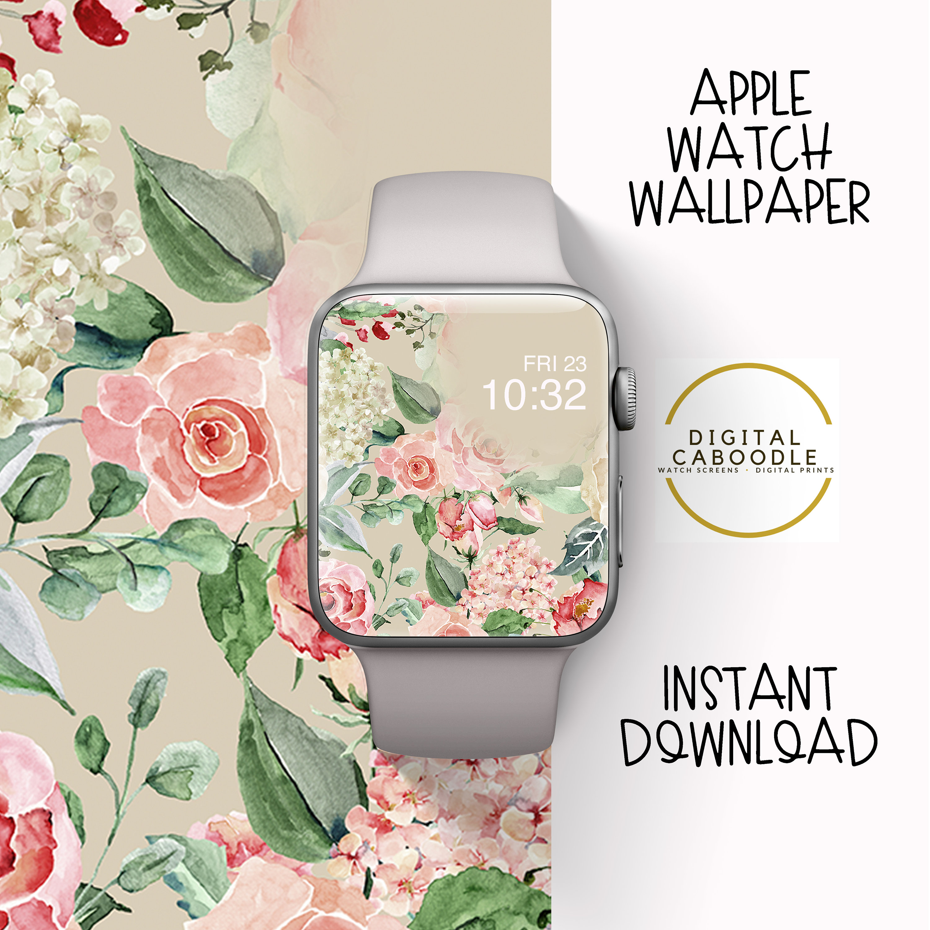Apple Watch Wallpaper Floral Flowers Apple Watch Background Etsy