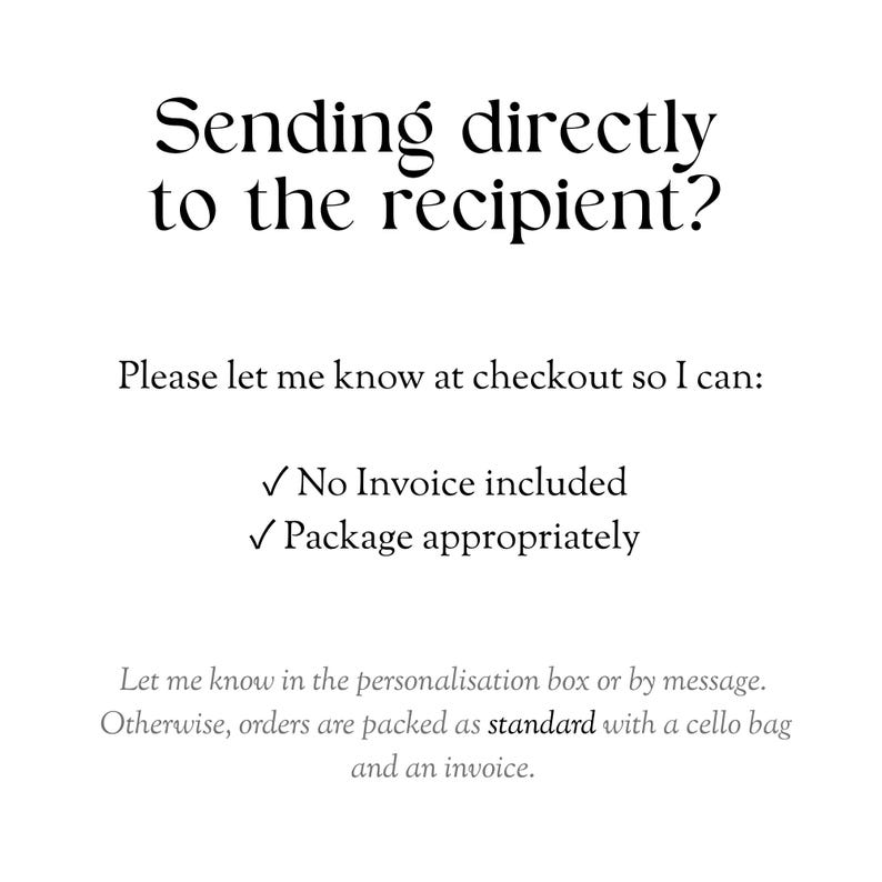 text that appears to be a message or instructions related to sending a package directly to the recipient. It includes information about the recipient's preferred method of receiving the package and instructions for packing the order.