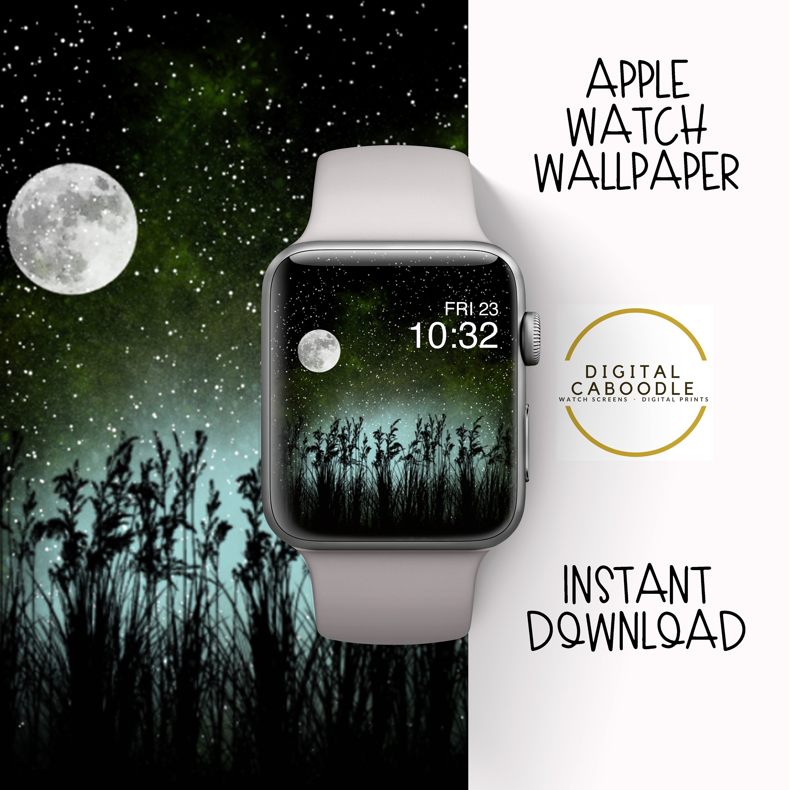 Apple Watch Wallpaper Fondo estrellado nocturno Green Sky | Etsy México