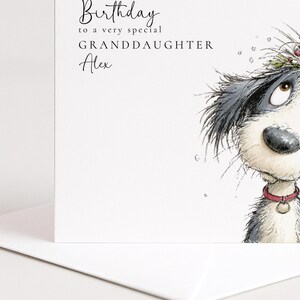Granddaughter Birthday Card, Cute Dog Birthday Card, Personalised Granddaughter Card, Floral Dog Birthday Card, Printed Birthday Card image 5