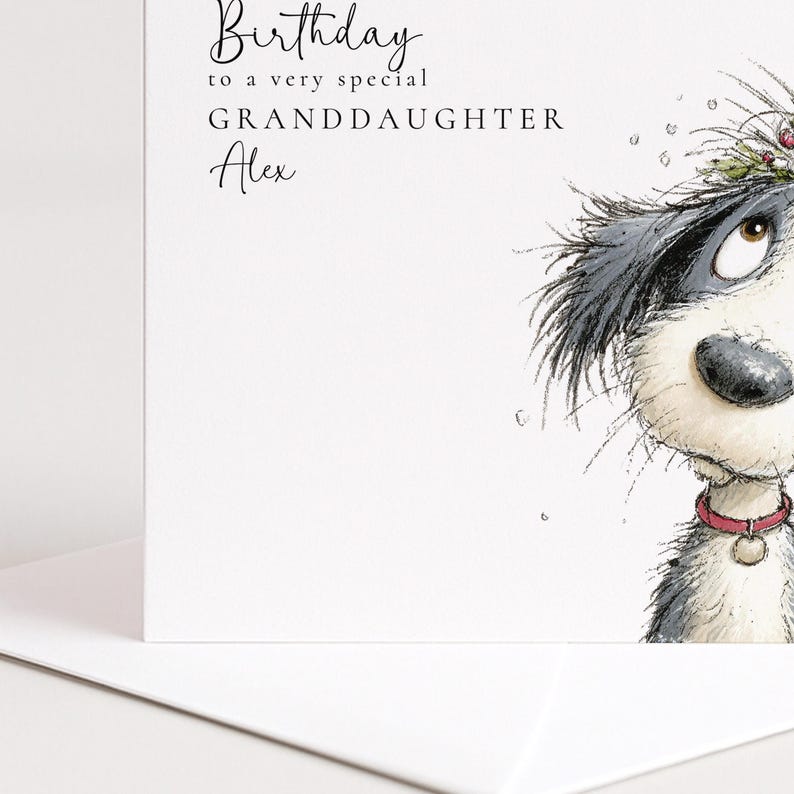 Granddaughter Birthday Card, Cute Dog Birthday Card, Personalised Granddaughter Card, Floral Dog Birthday Card, Printed Birthday Card image 5