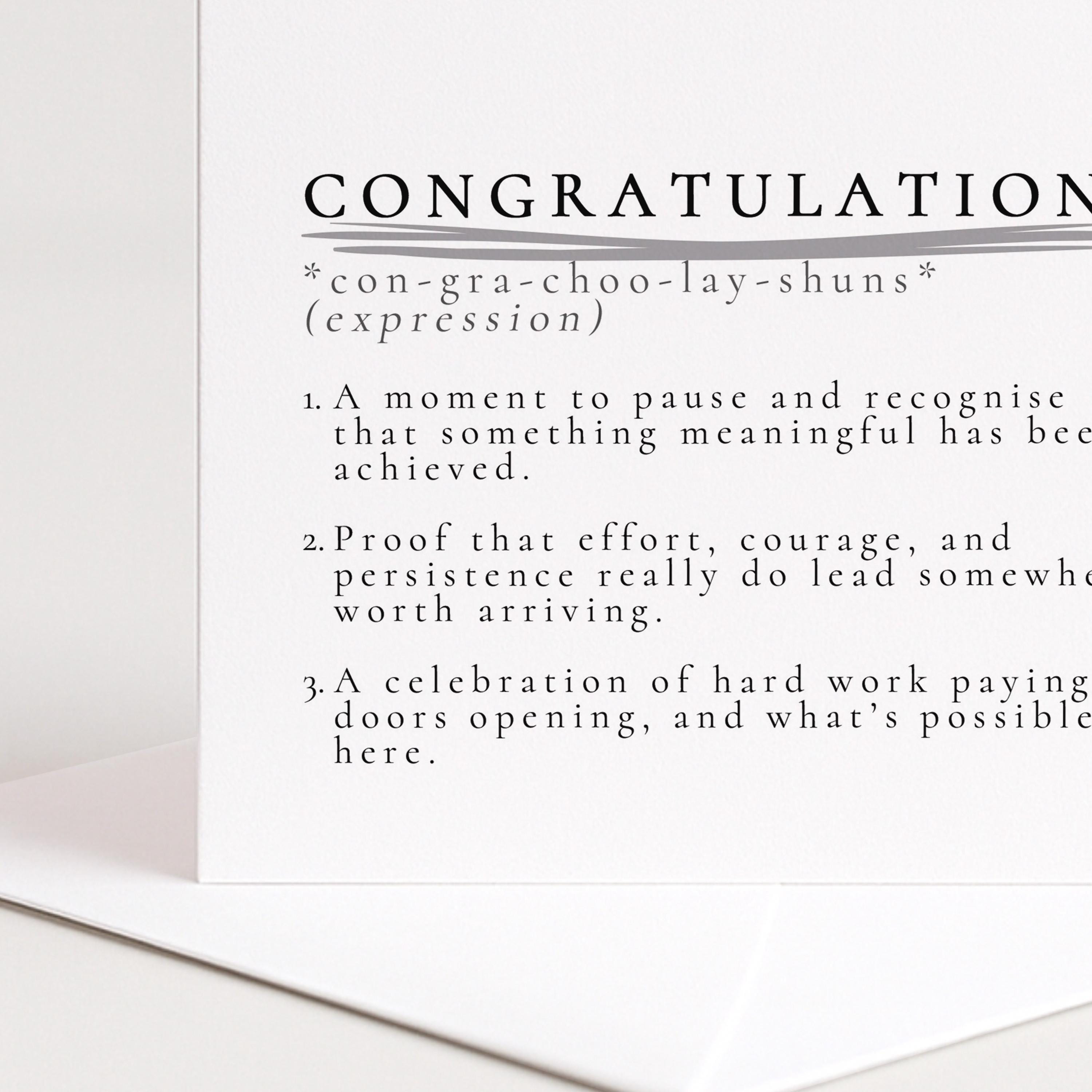 Congratulations Card, Achievement Card, Congratulations Definition Card ...