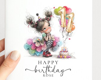 Tarjeta de cumpleaños número 11 para niña, tarjeta de feliz cumpleaños número 11, linda tarjeta de cumpleaños para niña, tarjeta de 11 años para hija, sobrina y nieta.