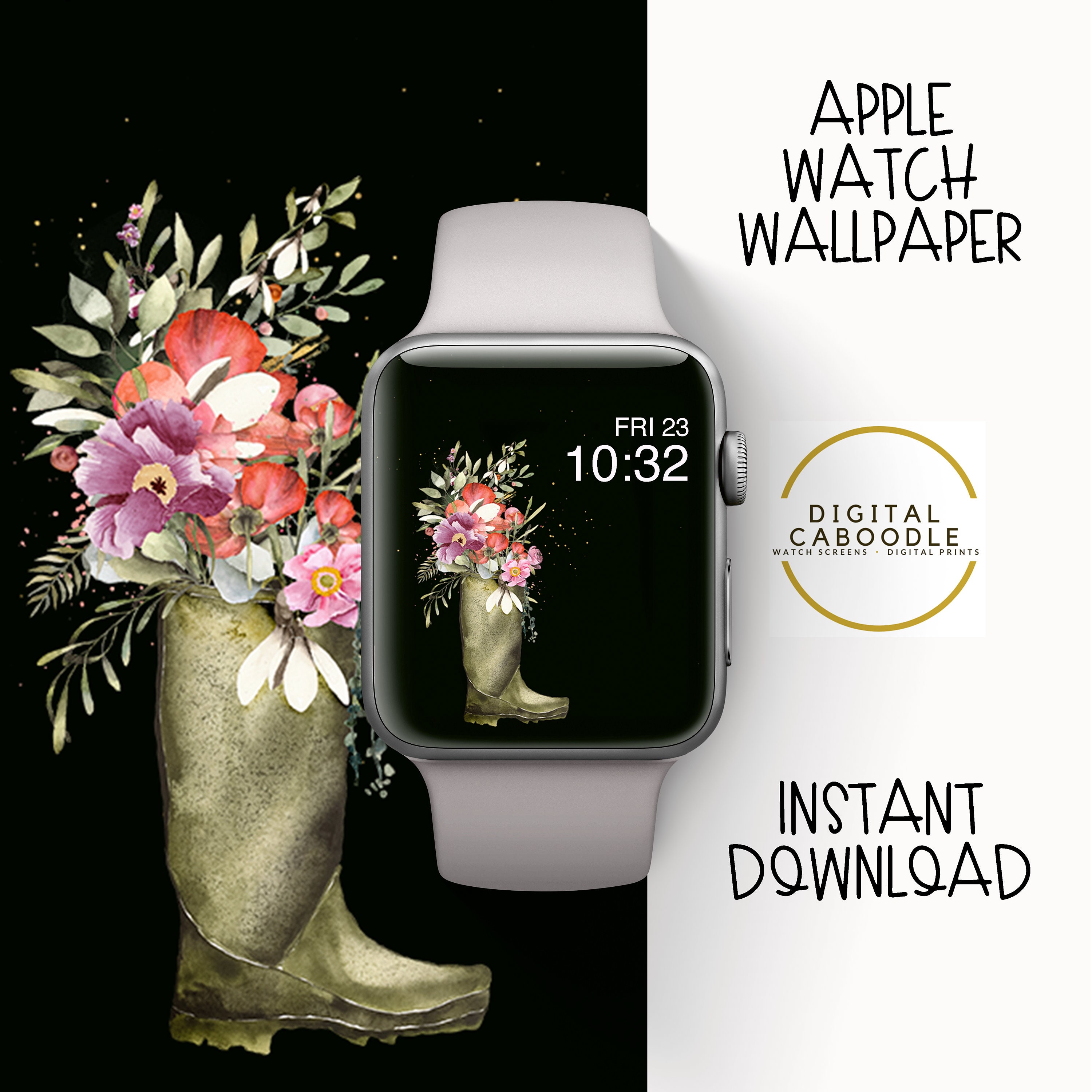 Apple Watch Wallpaper Apple Watch Background Flowers Boot | Etsy