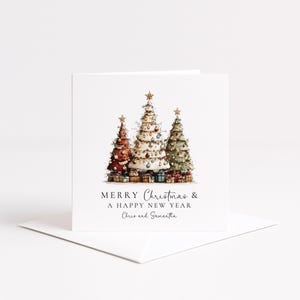 Christmas Couple Card, Personalised Christmas Card for Couple, Custom Name Tree Card, Festive Holiday Card for Partners afbeelding 6
