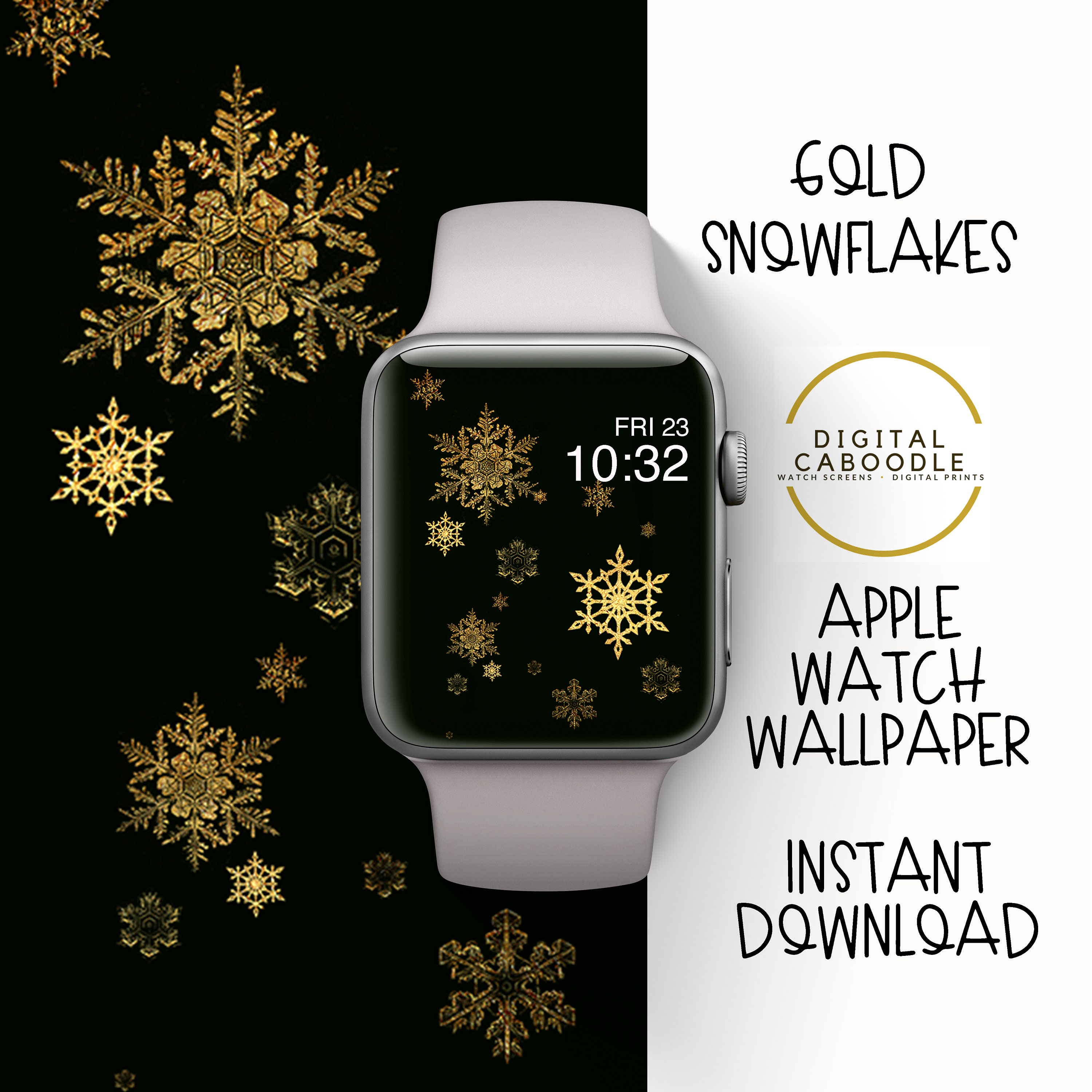 Apple Watch Wallpaper Christmas Gold Snowflakes Wallpaper | Etsy