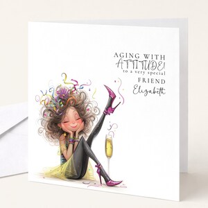 Funny Birthday Card for Friend, Aging With Attitude Card, Sassy Birthday Card for Her, Optional Name Personalisation image 7