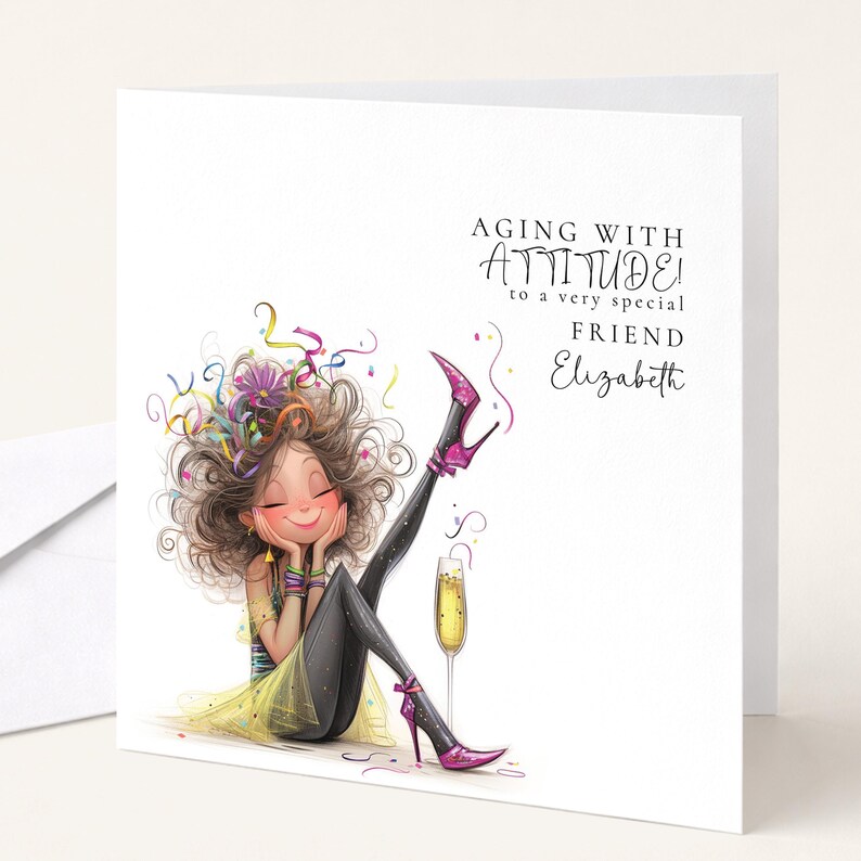 Funny Birthday Card for Friend, Aging With Attitude Card, Sassy Birthday Card for Her, Optional Name Personalisation image 7
