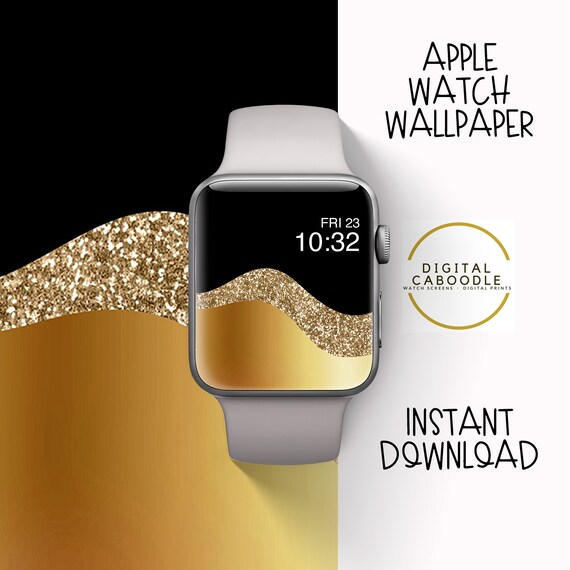 Apple Watch Wallpaper negro y oro brillo apple watch fondo | Etsy México
