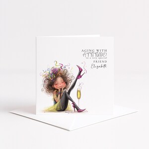 Funny Birthday Card for Friend, Aging With Attitude Card, Sassy Birthday Card for Her, Optional Name Personalisation image 6