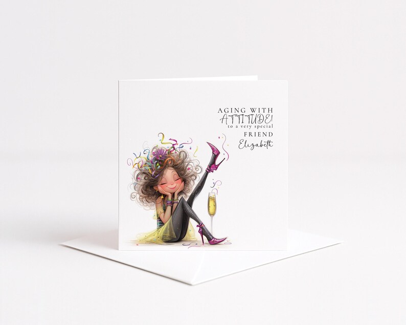 Funny Birthday Card for Friend, Aging With Attitude Card, Sassy Birthday Card for Her, Optional Name Personalisation image 6