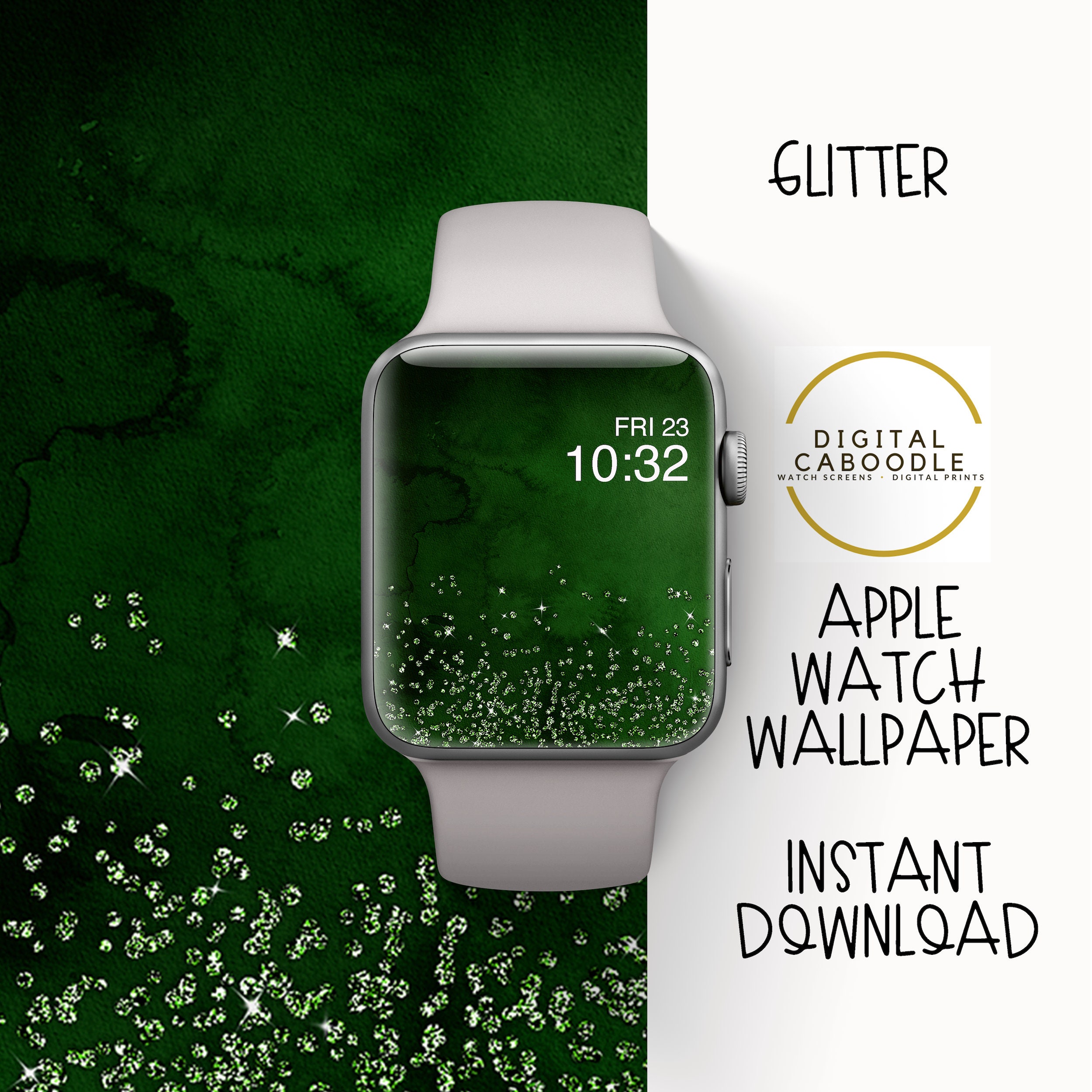 Apple Watch Wallpaper Green Glitter apple watch background Etsy