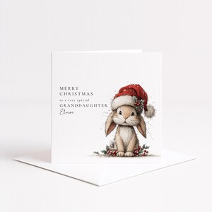 Granddaughter Christmas Card, Cute Bunny Christmas Card, Personalised Xmas Card for Granddaughter, Special Grandchild Holiday Card image 6
