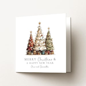 Christmas Couple Card, Personalised Christmas Card for Couple, Custom Name Tree Card, Festive Holiday Card for Partners afbeelding 2