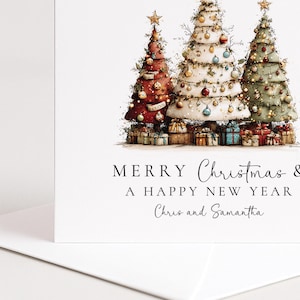 Christmas Couple Card, Personalised Christmas Card for Couple, Custom Name Tree Card, Festive Holiday Card for Partners afbeelding 5
