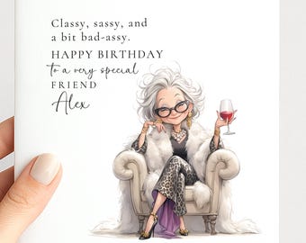 Birthday Card for Friend, Fabulous Birthday Card, Personalised Name Design, Funny Female Card