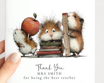 Thank You Teacher Card, Personalised Teacher Thank You Card, End of Term Card for Teacher, Thank You Mrs Teacher Card