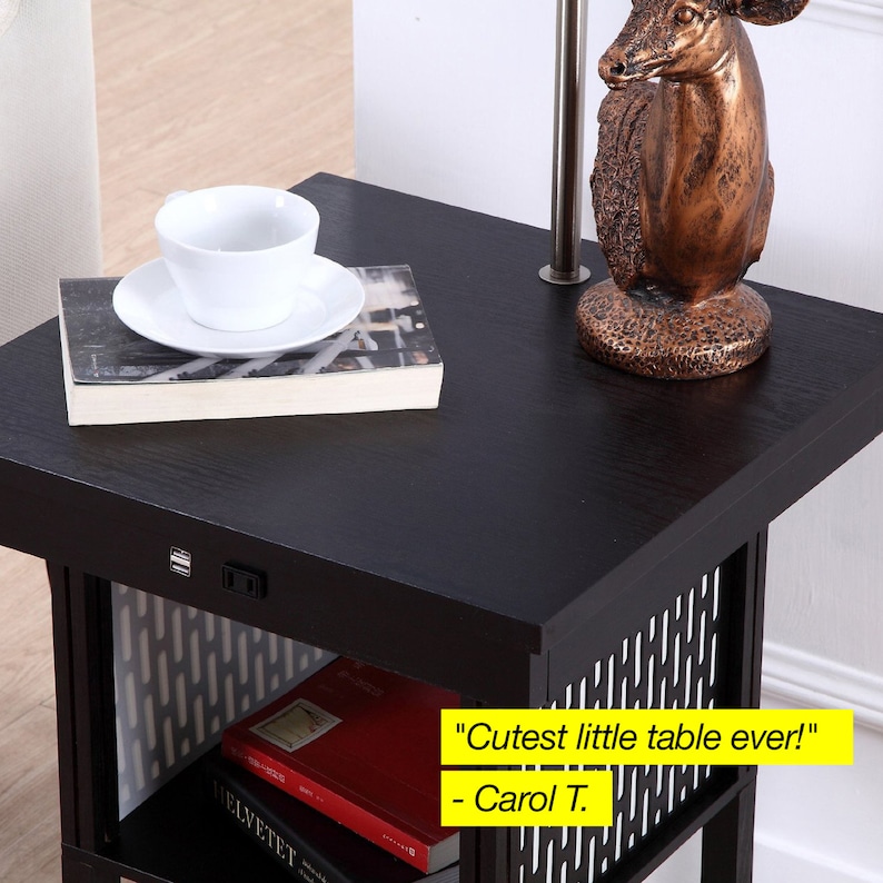 Brightech Madison Narrow Nightstand with Built in Lamp USB ...
