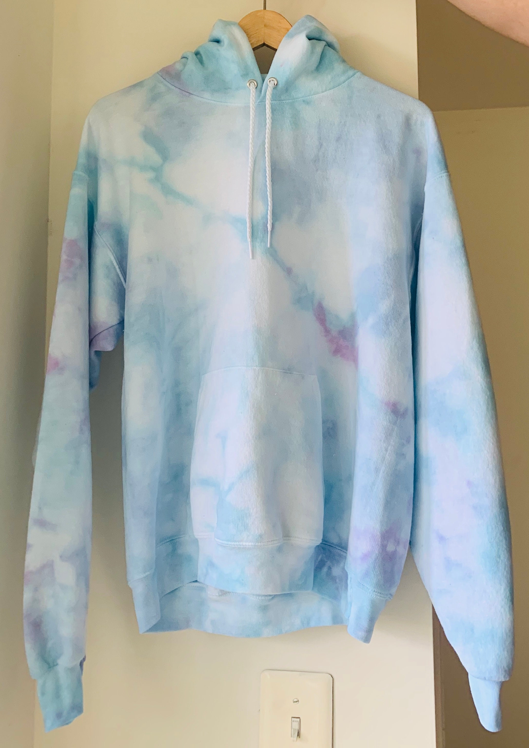 Tie dye light blue hoodie hotsell