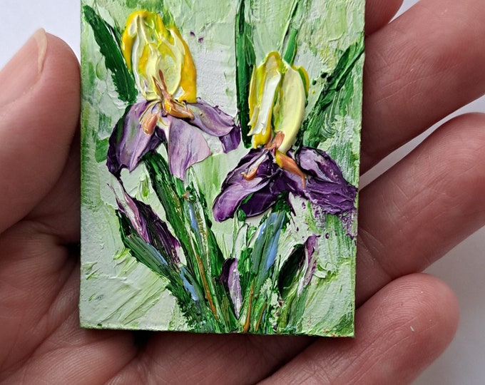 Dollhause Painting Irises Painting Flower Original Art Impasto Oil ...