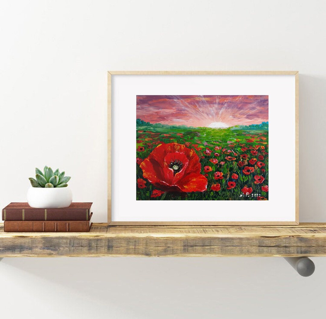 Poppy Painting Original Art Impasto Acrylic Painting Flower Small ...