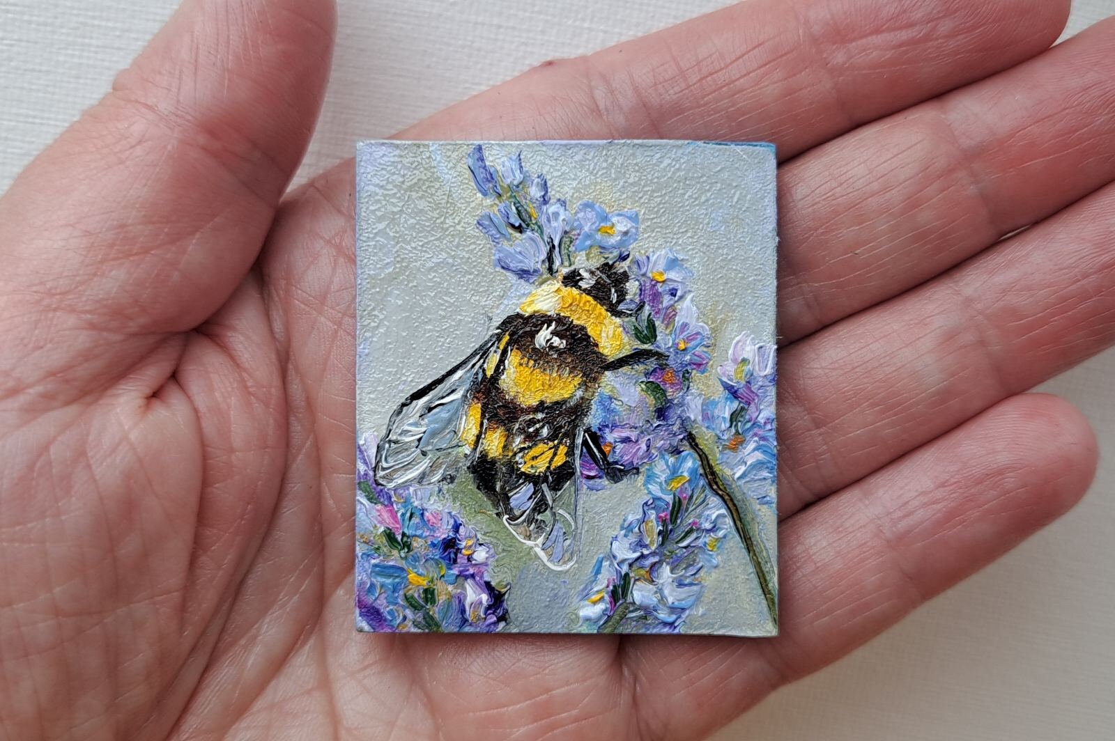 Miniature Bumblebee Oil Painting, Original Honey Bee Art (2x1.6 In) - Etsy
