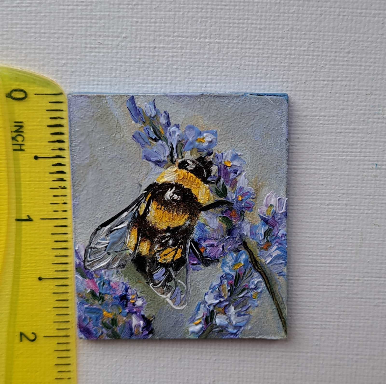 Miniature Bumblebee Oil Painting, Original Honey Bee Art (2x1.6 In) - Etsy