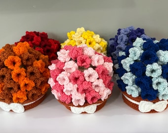 Crochet Flower Coasters - Flower Pot Coasters, Handmade coasters, Crochet Flowers, Crochet Coasters, Handmade Gift, Floral Decoration